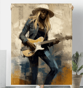 Heavy Metal Opuses themed Sherpa blanket displayed in a cozy room setting.